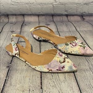 Christian Siriano Floral Pointed Slingback Flats - 6.5
